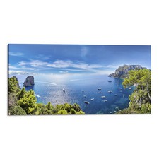 Quadro stampa su tela con vernice effetto dipinto - panorama capri