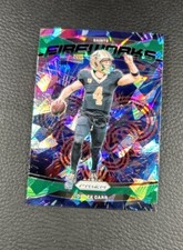 Derek Carr 2024 Panini Prizm Fireworks Green Cracked Ice