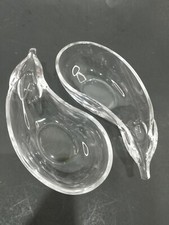 Eggplant shaped crystal side bowls (set of 2) Approx. 7 x 3" Clear crystal VGC