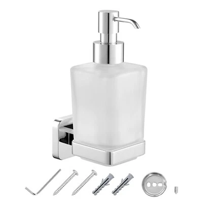 JASSFERRY White Wall Mounted Soap Dispenser Frosted Glass Lotion Dispenser Set