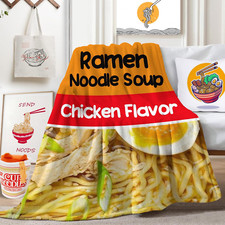 Ramen Noodle Blanket for Boys and Girls, Funny Flannel Blanket for Birthday Ram