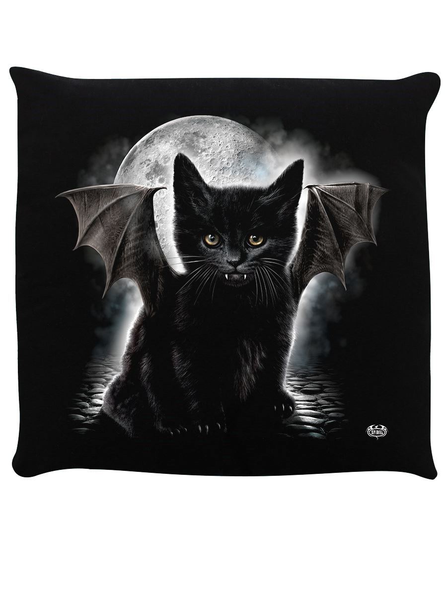 Spiral Cushion Bat Cat Black 40x40cm