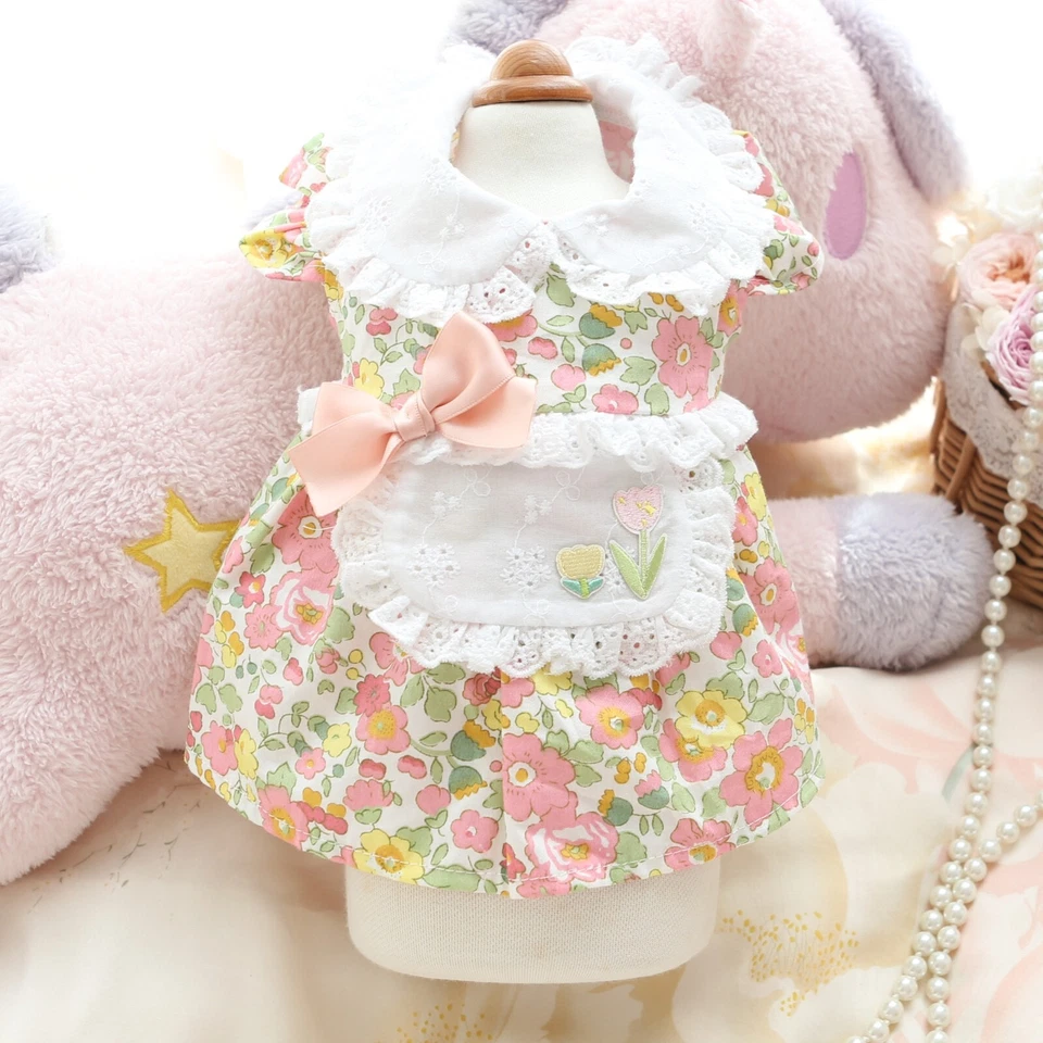 Summer Pet Cat Dog Clothes Maltese Dress Floral Patterns Teddy Yorkshire Skirt - Image 4 of 4