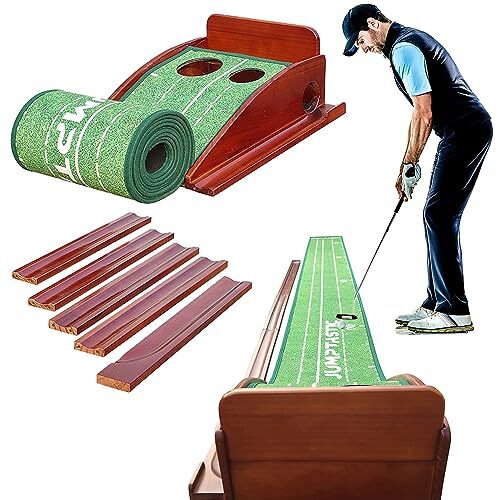 Putting Mat, Pine Wood Putting Matt for Indoors, Putting Green with