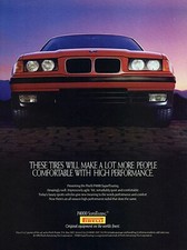 BMW M5 Pirelli poster pubblicitario vintage 12x16 ristampa pneumatici alte prestazioni P4000 bello