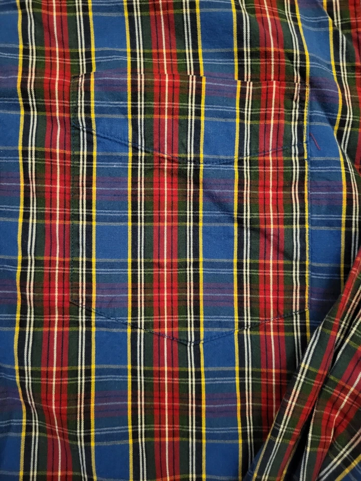 Vintage Club Room Mens Sz Large Red Blue Plaid Button Up L/S Shirt - Image 4 of 4