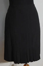 Anne Klein Women's Black Paneled Slim Fit Skirt With Pleated Hemline Size 4