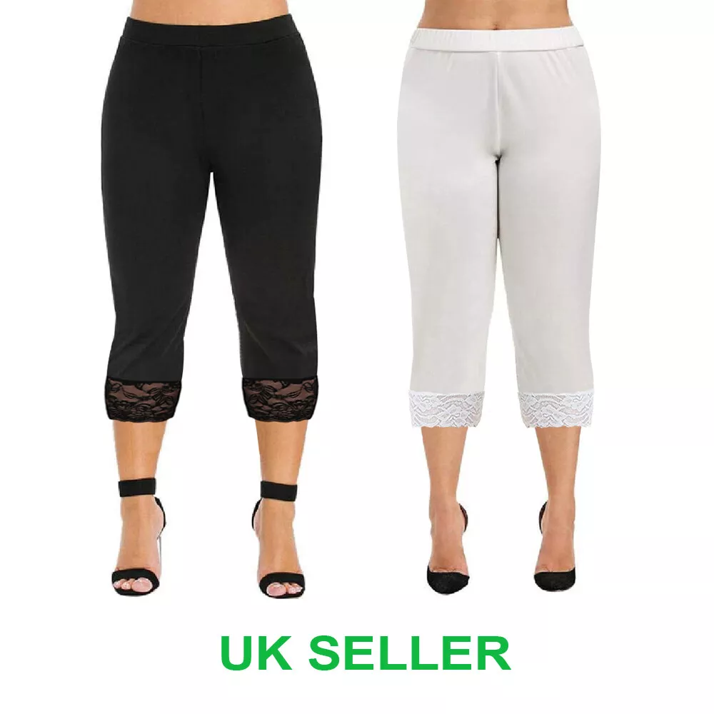Lace edged cropped clearance leggings