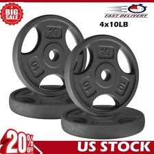Yes4All Standard 1-In Grip Weight Plates, Cast Iron for Strength Training 4x10LB