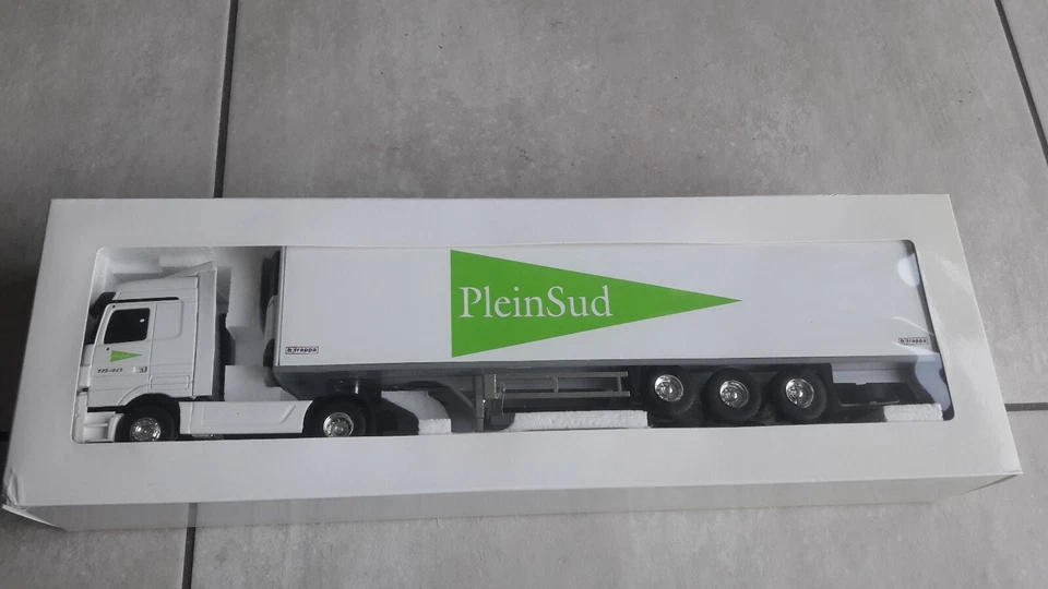 ELIGOR SURBER CAMION MERCEDES ACTROS MP2 SEMI REMORQUE FRAPPA TPS PLEIN SUD 1/43 - Photo 2/4