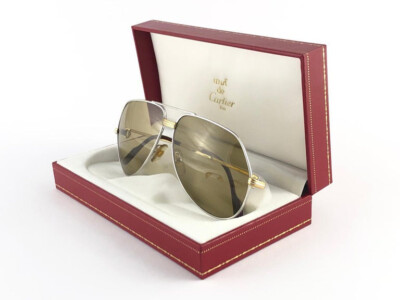VINTAGE CARTIER PLATINUM 62MM VENDOME GOLD MIRROR SUNGLASSES