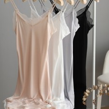 Women Silk Lace Dress Nightdress Strappy Cami Basic Petticoat Slim Casual
