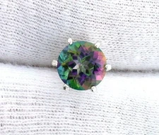 8mm Round Mystic Topaz Gemstone Gem Stone Sterling Silver Tie Tack ESTT38
