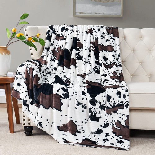 THROW BLANKET Double Sided Faux Fur Fleece Soft Cozy Cow 50x60 HOME SOFT THINGS - Picture 2 of 9