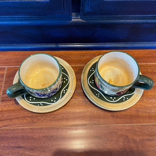 Vintage Fruit "Casa Vero" Cups and Saucers Pair by ACK- Hand Painted Beauties! - Picture 4 of 6
