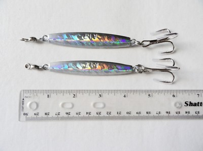 5pcs Fish WOW!® 2oz Diamond Jig Mylar Holographic Laser jigs with a Treble Hook