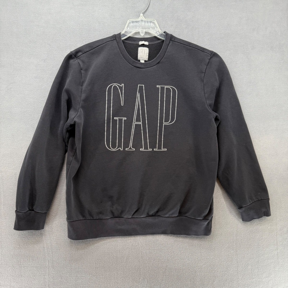 GAP Sweatshirt Jumper Mens Large Black Spellout Sweater Recycle