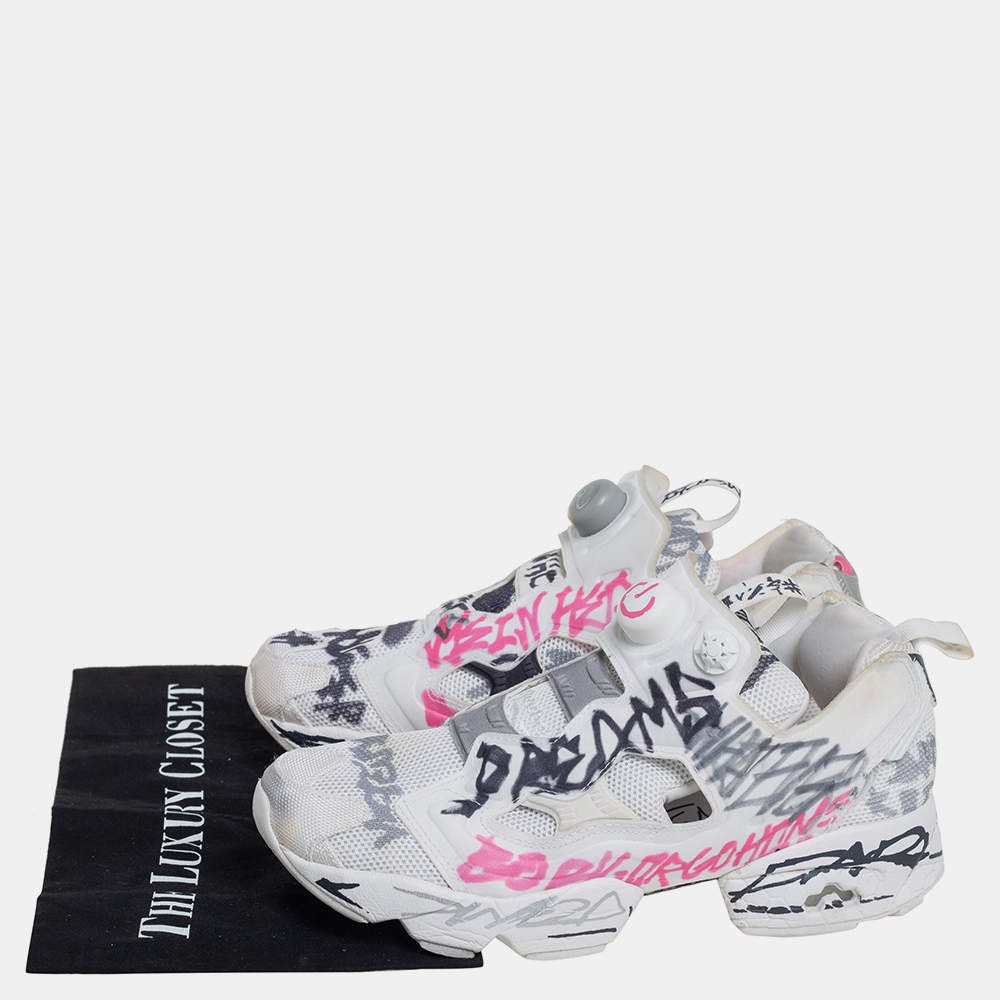 Vetements x Reebok White Doodle Print Fabric And Mesh Instapump