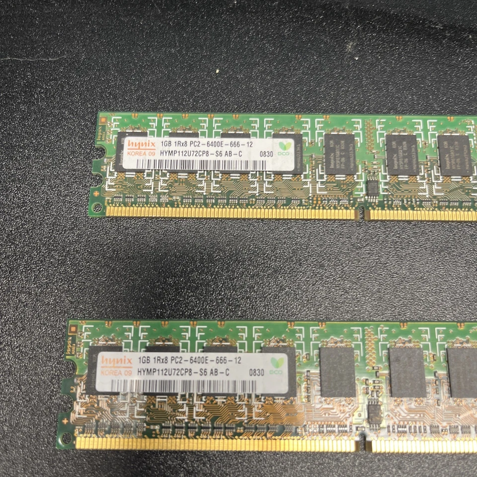 Server: Hynix 2GB(2X1GB) PC2-6400 DDR2-800MHz ECC Unbuffered CL6-6-6 240Pin DIMM - Image 2 of 3