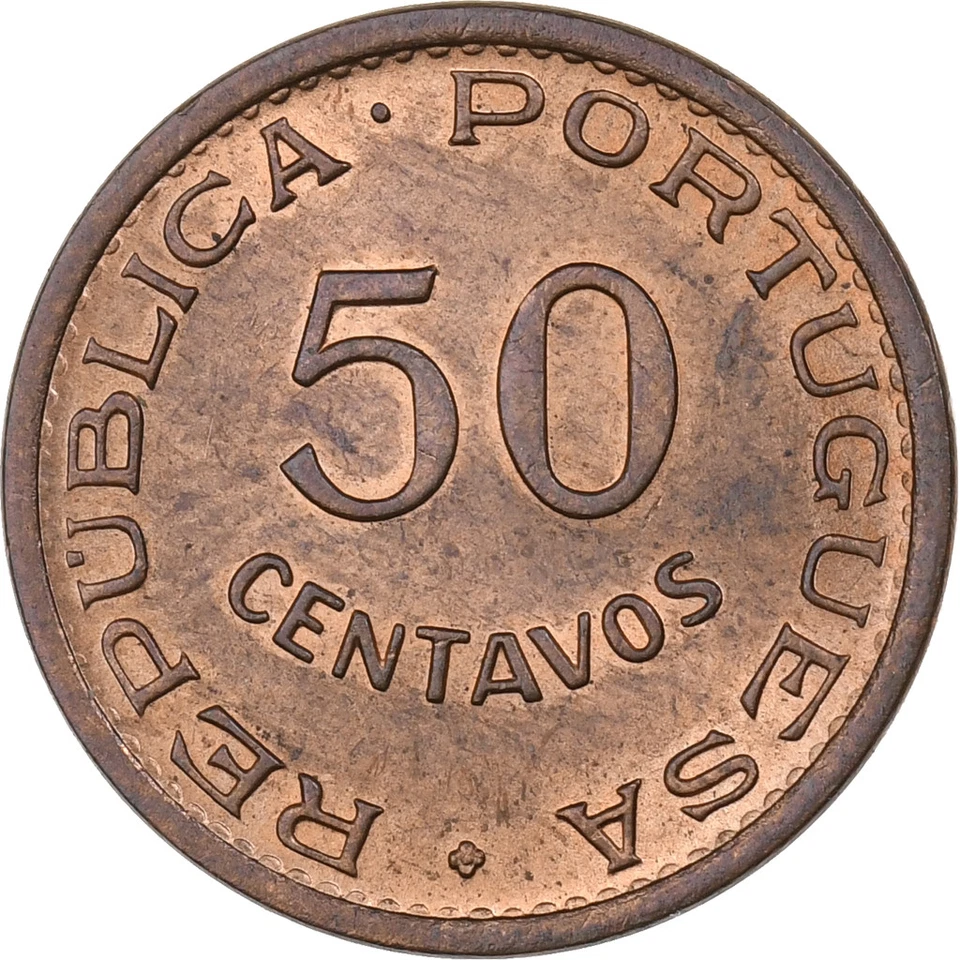 [#224784] Timor, 50 Centavos, 1970, Lisbon, Bronze, AU, KM:18 - Image 2 of 2