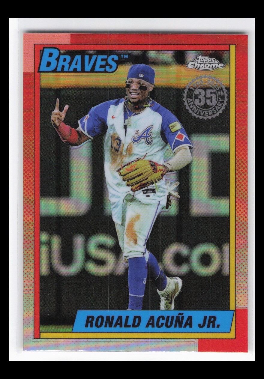 Ronald Acuna Jr. #90CB-2 Baseball Cards 2025 Topps Chrome 1990 trading card — raw and PSA graded price guide