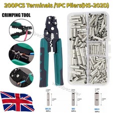 200PCS Copper Bare Wire Splice Terminals Uninsulated Ferrules Crimp Connectors
