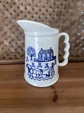 Metlox Poppytrail Homestead Provincial Blue Water Milk Pitcher VTG California