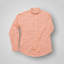 Eton Orange Textured Cotton Shirt Size 39 Medium Slim Fit Made In Europe Mens