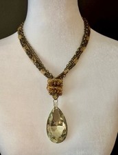 Smoky Crystal Teardrop Pendant Brown Bronze M...