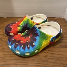 Crocs Tie Dye Classic Clogs Women's Size 6 Men's 4 Shoes Graphic Slip On Fun