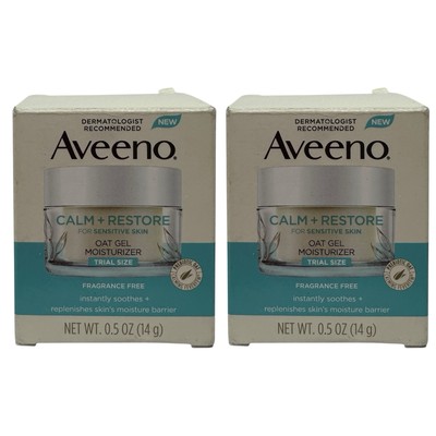 2 Pk Aveeno Calm + Restore Oat Gel Moisturizer Trial Size 0.5 oz Sensitive Skin