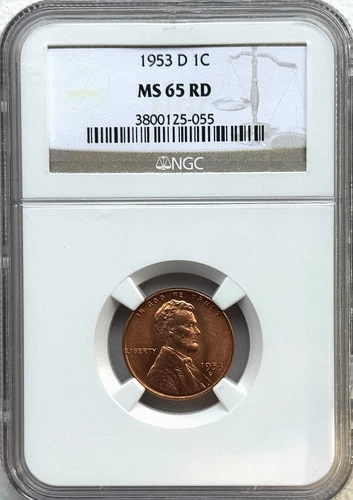 1953-D  LINCOLN WHEAT CENT  -  NGC MS65 RD  -  FREE SHIPPING!