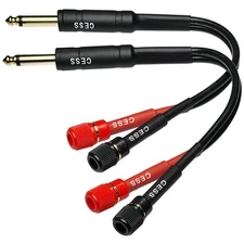 CESS 094 Solderless 1/4Inch TS Plug Adapter Terminal 1/4 TS to Banana Female Jac