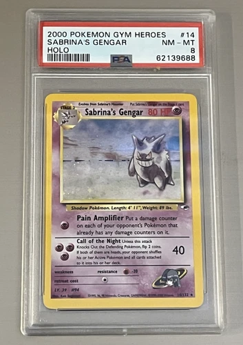 2000 Pokémon Sabrina’s Gengar Gym Heroes Unlimited Holo #14 PSA 8 NM-MT