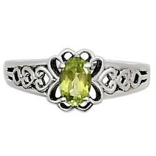 Natural Peridot 925 Sterling Silver Ring s.5 Jewelry R-1172