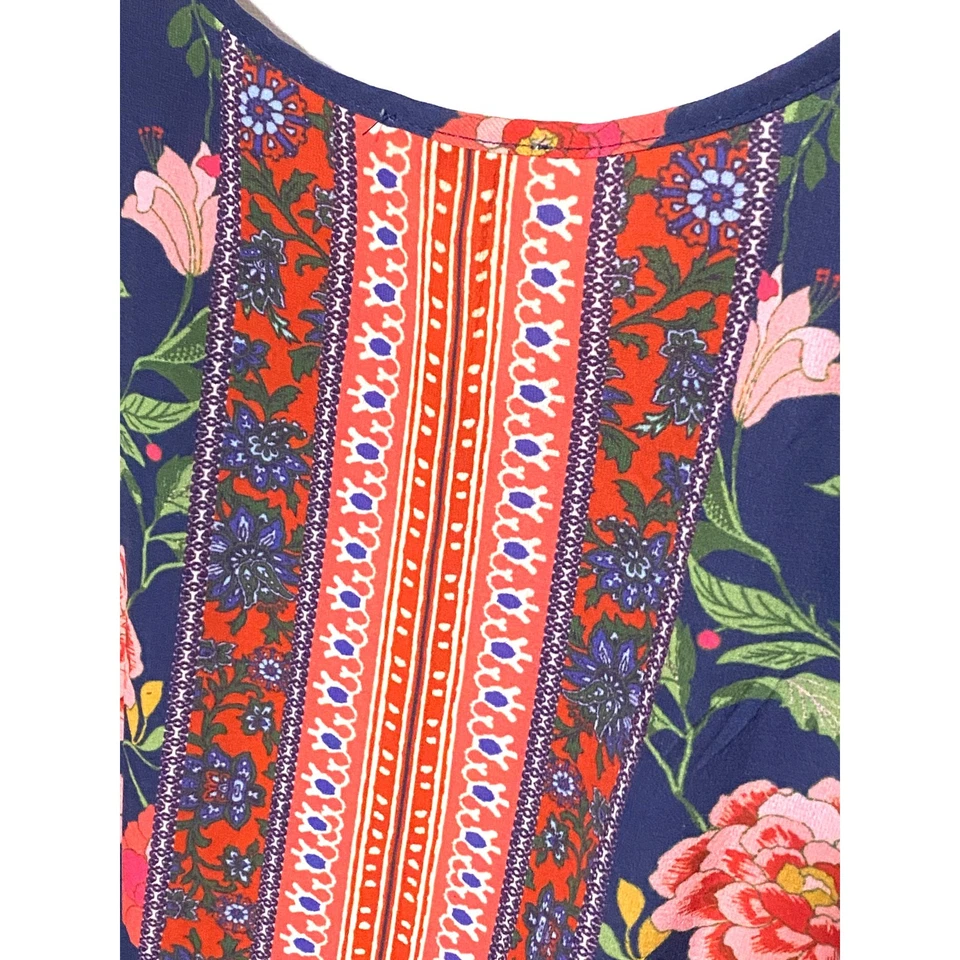 Umgee Camisole цветочный пэчворк передний галстук L богемное фестиваль Y2K хиппи лето - Изображение 3 из 4