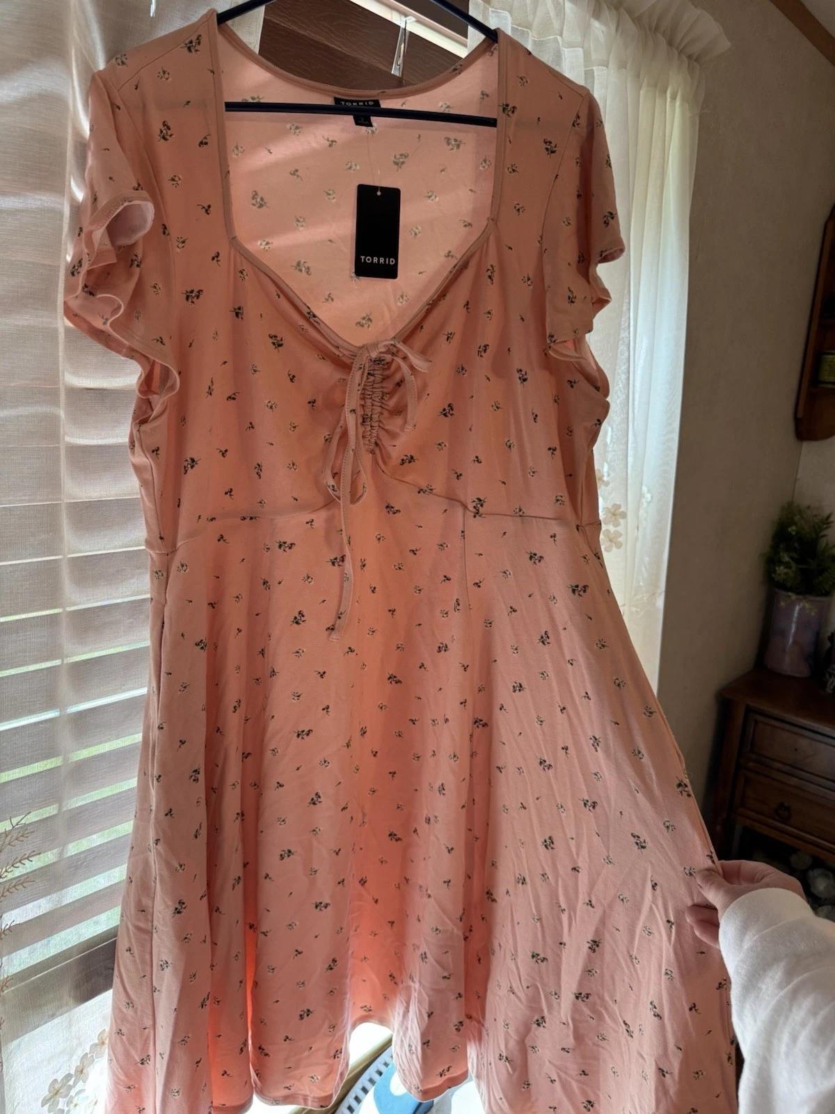 Torrid Mini Dress Bow Front Pink Ditsy Floral NWT New 2X