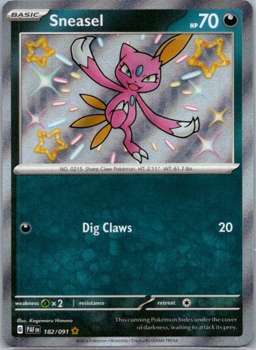 Sneasel 182/091 Paldean Fates Pokemon Holo Near Mint