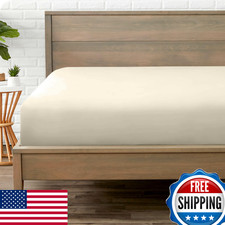 Bare Home Twin Fitted Sheet Microfiber Hotel Luxury Deep Pocket Sand 80GSM