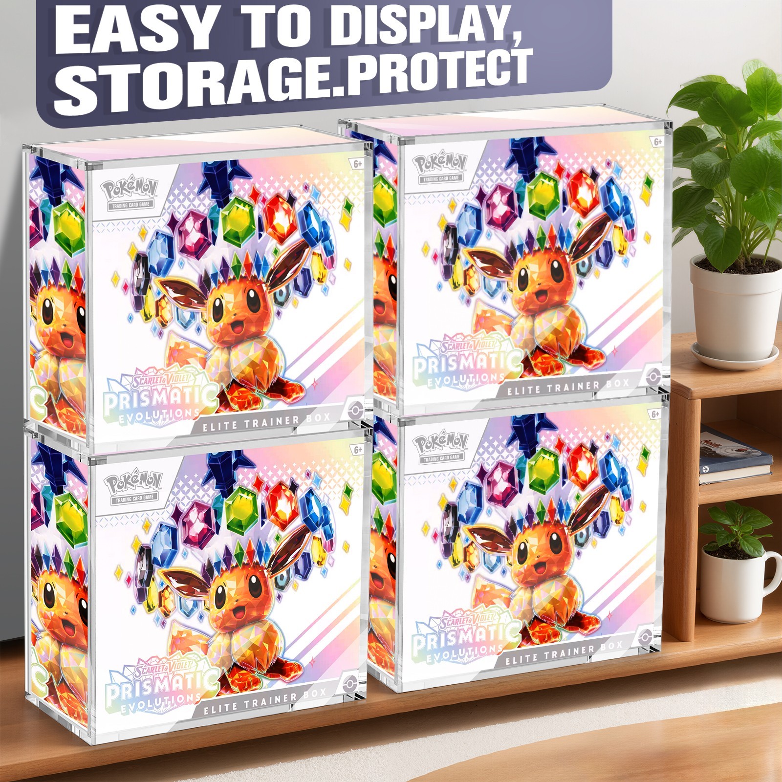 Pokemon Acrylic ETB Case ,Sliding Magnetic Elite Trainer Box Protector Case