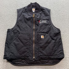 Carhartt Duck Vest Mens XL Black Excellent Quilt Lined V01-BLK Workwear