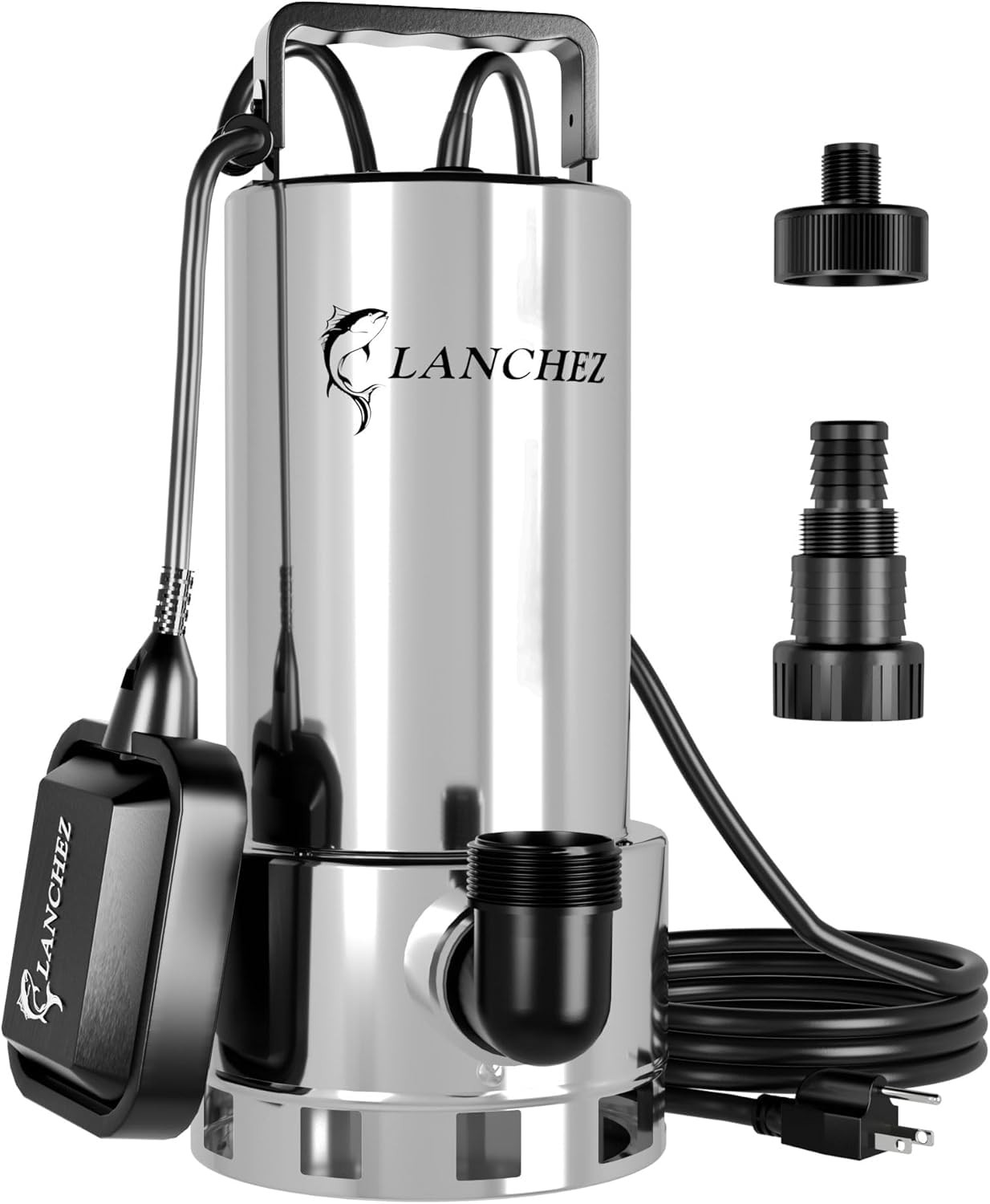 1.6 HP Stainless Steel Submersible Pump 5500GPH High Flow with Float Switch
