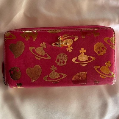 Vivienne Westwood Skull Pink Gold Leather Long Wallet Used | eBay