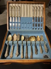 49 Piece WM.A. Rogers A1PLUS ONEIDA LTD. Silver Plated Flatware Plus Wooden Box