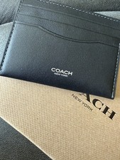 New COACH Luxury Card Holder Leather in Black
