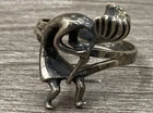 Unmarked Tests Sterling Silver Vintage Kokopelli Flute Player Ring 11 US 5.50g