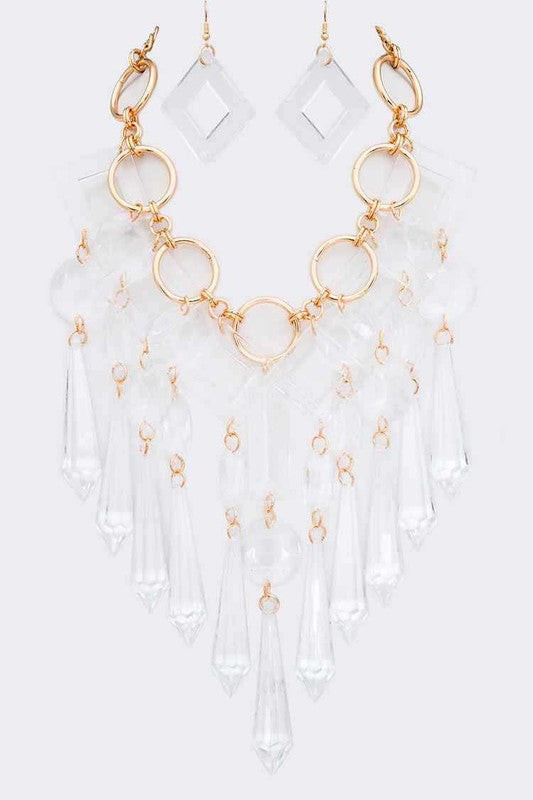 Acrylic Chandelier Statement Necklace Set