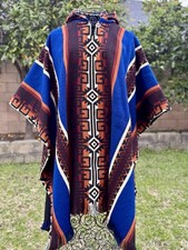 Native Adult Alpaca Poncho,Unisex One Size. Made In Ecuador