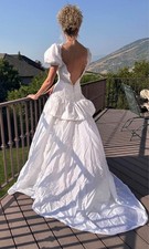 Beautiful vintage white wedding dress with sequent applications