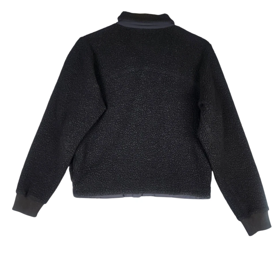 Outdoor Voices Mega Fleece Bomber Jacket Women's M Black Wool Sherpa Button Up - Image 2 of 4